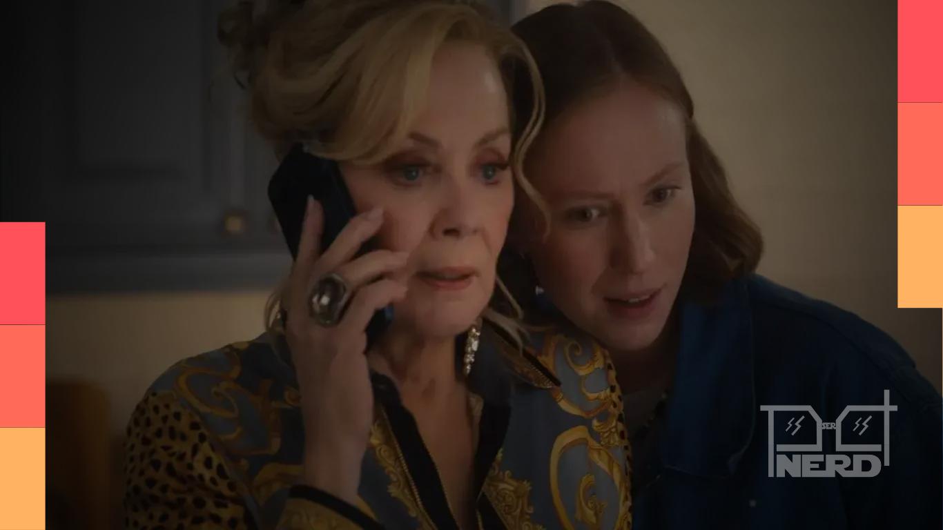 Cena de Hacks com Jean Smart como Deborah Vance e a dupla com Ava Daniels, destacando Emmy 2026