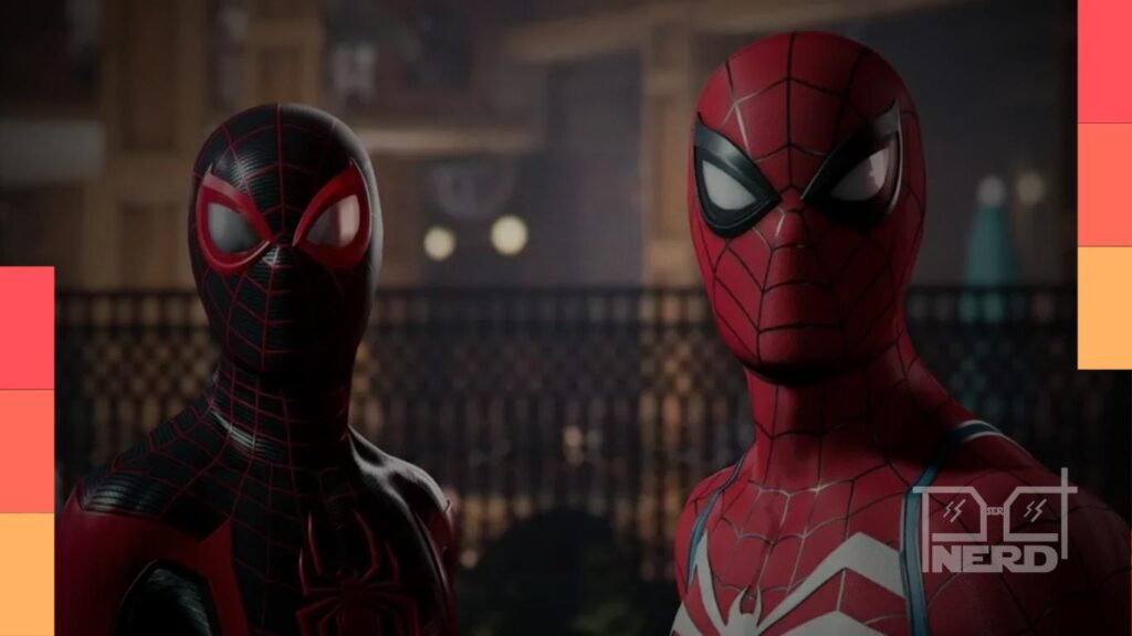 Ilustração do Homem-Aranha com destaque para Miles Morales e referência ao MCU