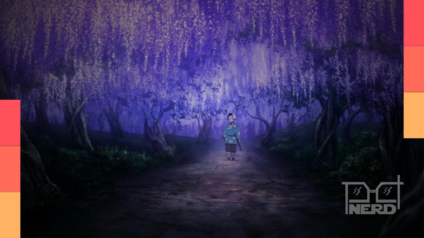 Ilustração temática de Demon Slayer com o conceito de hora de caçar demônios e a série quase completa na Netflix