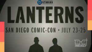 Logotipo de Lanternas com referência à San Diego Comic-Con 2026 e anel da Tropa dos Lanternas Verdes