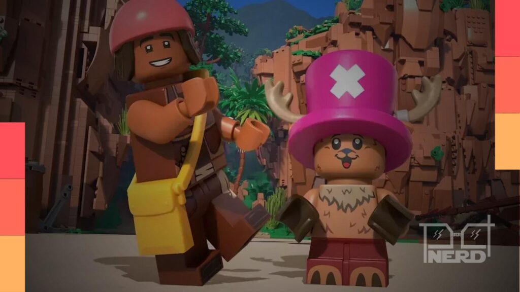 Imagem promocional de LEGO One Piece com os Chapéus de Palha em estilo LEGO
