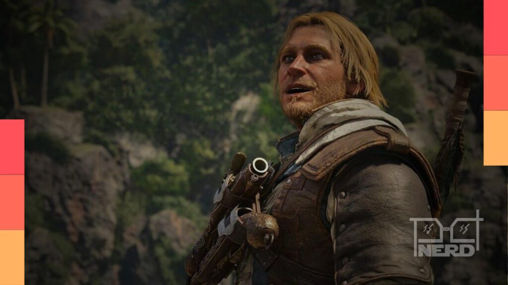 Capa ilustrada de Assassin’s Creed Black Flag Resynced com clima de pirataria e navio ao fundo