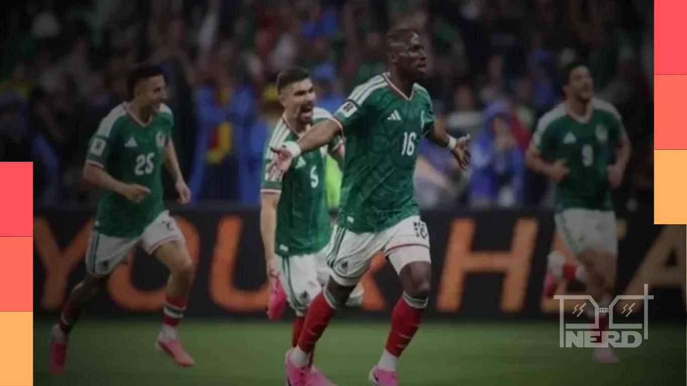 Placar genérico e cenário do Estádio Azteca para México x Inglaterra com indicação de horário no Brasil