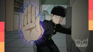 Imagem promocional de Mob Psycho 100 com o elenco do curta do 10º aniversário