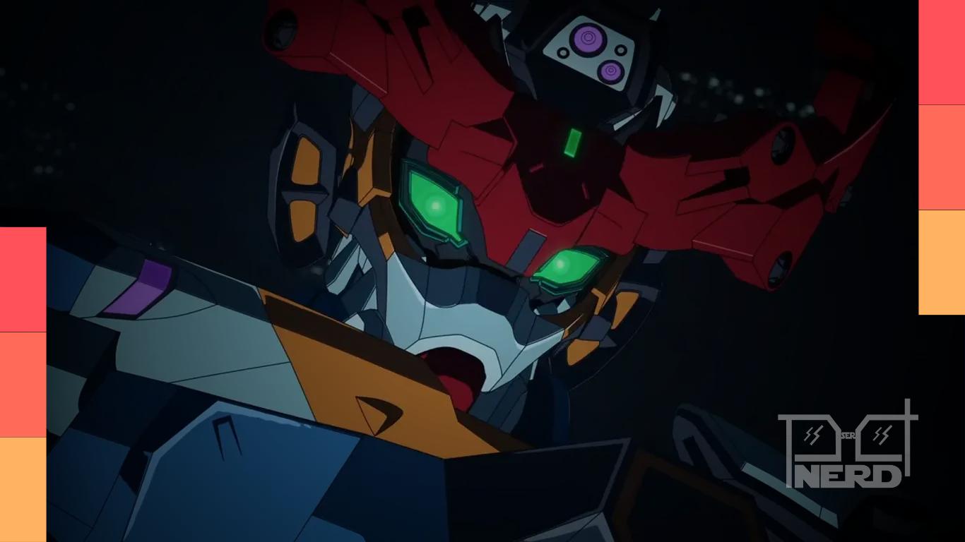 Ilustração estilizada de Mobile Suit Gundam com elementos da San Diego Comic-Con 2026 e banner de anúncio de novo anime