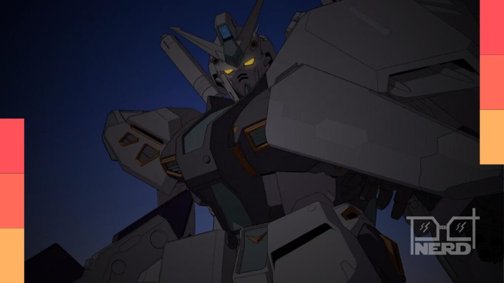 Ilustração promocional de Mobile Suit Gundam RG XARX-ZERO com o Gundam ZERO em cenário pós-apocalíptico