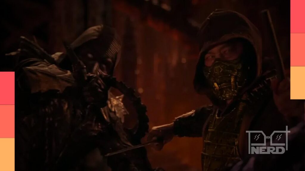 Simon McQuoid em entrevista enquanto aparece cena de Mortal Kombat 2 com personagens e clima de fatalidade
