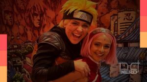 Decoração temática do Naruto Fancafé no Sogo Plaza, na Sugoi City, em São Paulo