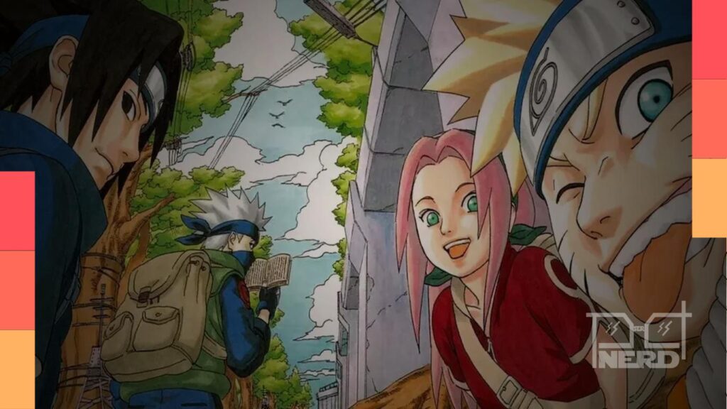 Ilustração com três silhuetas inspiradas em Naruto, Sasuke e Sakura em clima de busca de elenco para Naruto live-action
