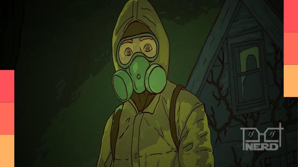 Ilustração do novo jogo de fazenda e horror, com atmosfera sombria e elementos de sobrevivência no cenário agrícola