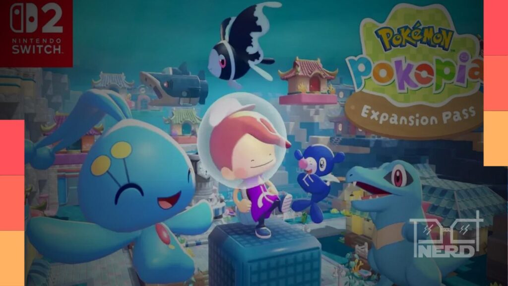 Cartaz do DLC Bubbly Basin de Pokémon Pokopia com destaque para a data de 5 de agosto no Nintendo Switch 2