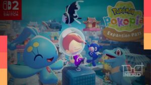 Cartaz do DLC Bubbly Basin de Pokémon Pokopia com destaque para a data de 5 de agosto no Nintendo Switch 2