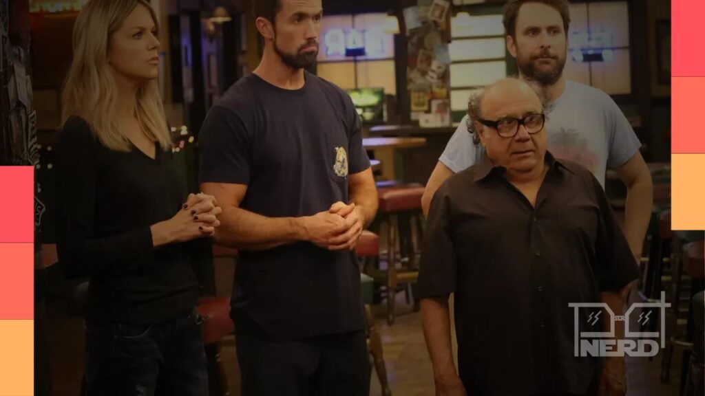 Ilustração do pôster da 18ª temporada de It’s Always Sunny in Philadelphia com indicação de possível IA gerando textura estranha