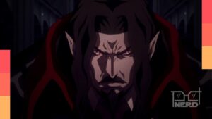 Ilustração temática com elementos de sangue, luta e horror representando animes maduros