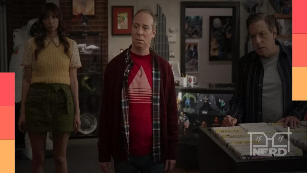 Ilustração com personagens e referências de The Big Bang Theory em um cenário de apocalipse tecnológica de Stuart Não Consegue Salvar o Universo