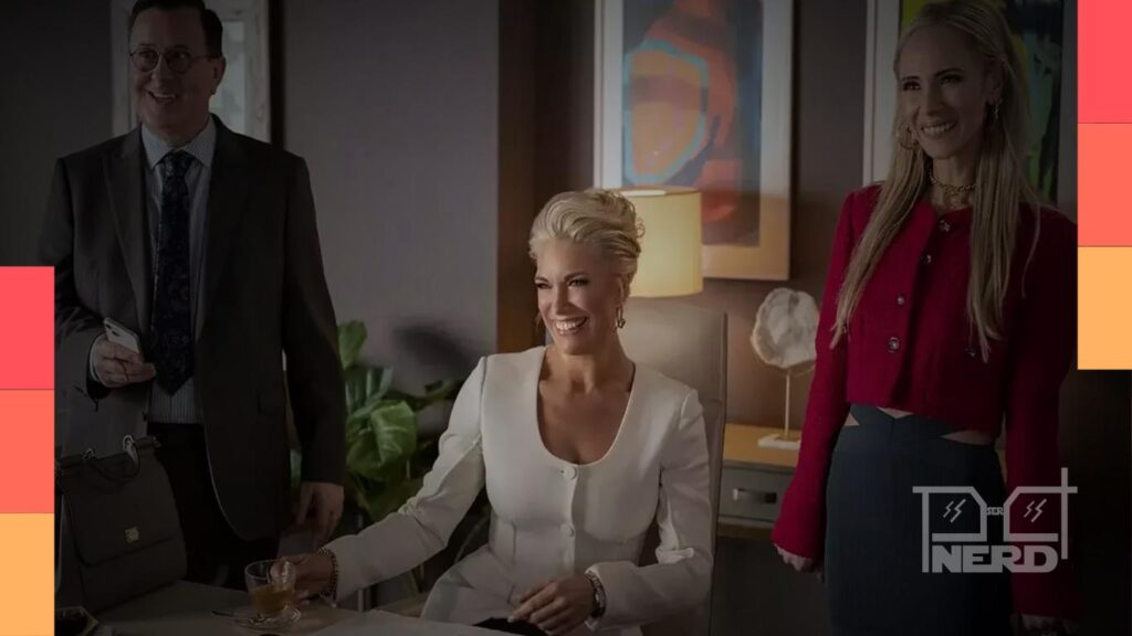 Ted Lasso, Rebecca Welton, Higgins, Keeley e Dottie assistem a uma partida na nova imagem da quarta temporada