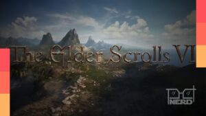 Ilustração de um portal com a silhueta de Tamriel e o símbolo de The Elder Scrolls 6 ao fundo