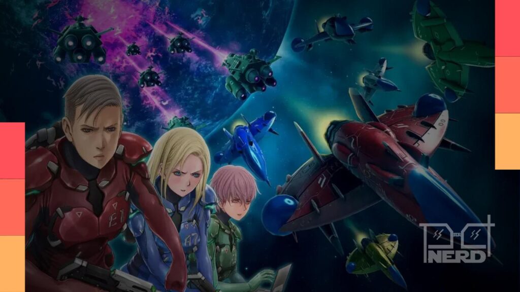 Nave futurista enfrentando inimigos em um shoot em up vertical com referência a Truxton Extreme e legendar em português