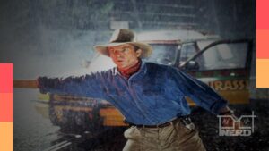 Sam Neill interpretando o paleontólogo Alan Grant em Jurassic Park