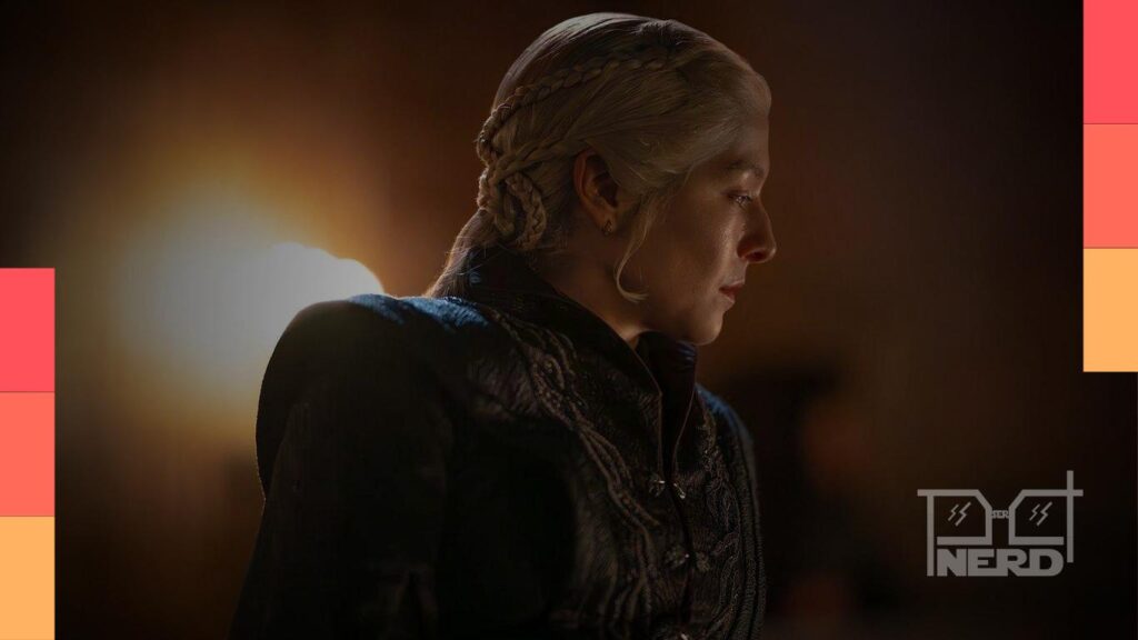 Relógio e dragão ao fundo com a chamada para ver data e horário de lançamento do 5º episódio da 3ª temporada de A Casa do Dragão na HBO Max