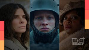 Imagem de divulgação com destaque para filmes da Netflix como Imperdoável, Nada de Novo no Front e A Voz Suprema do Blues