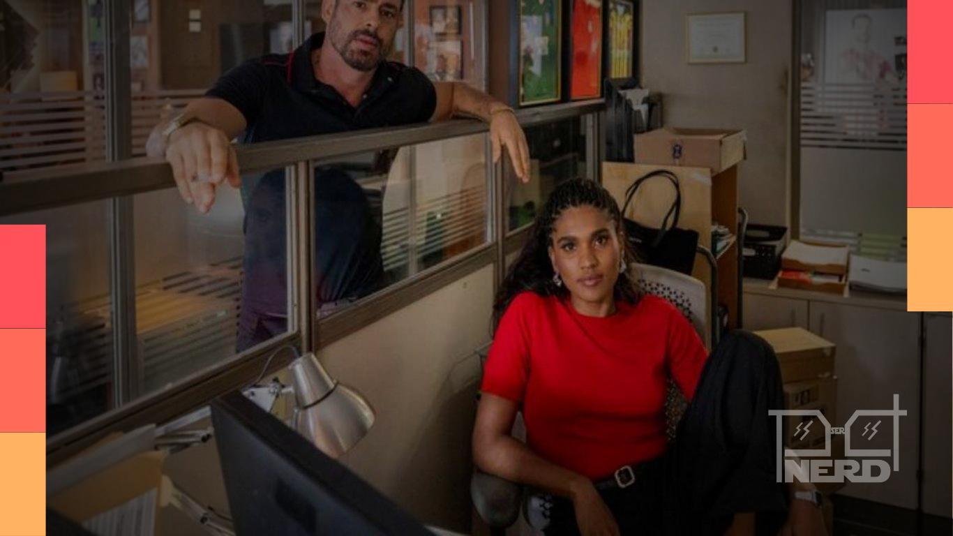 Cauã Reymond como Maurício e Mariana Sena como Cris em “Jogada de Risco”, série do Globoplay