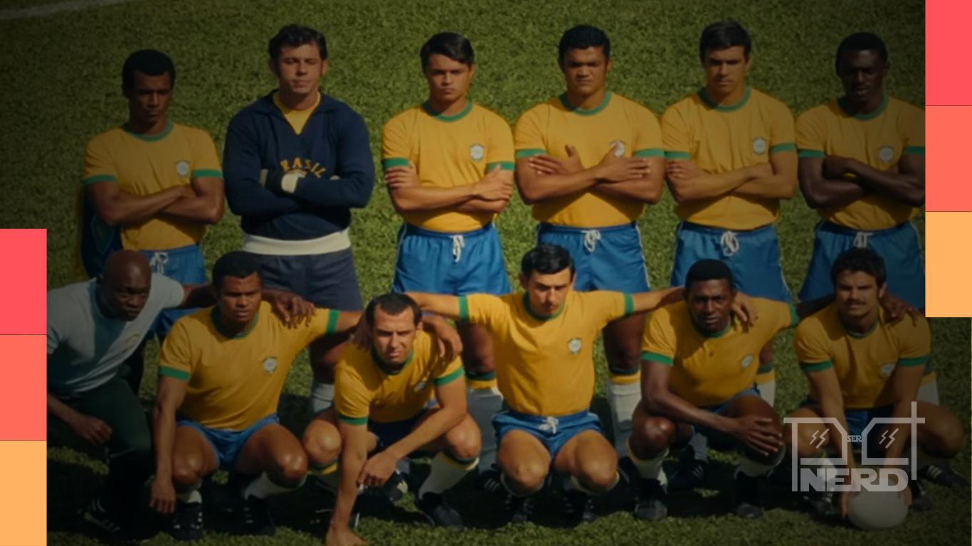 Imagem de divulgação de uma série sobre futebol na Netflix, com tema de conquistas da seleção