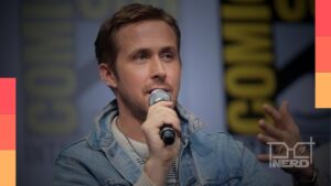 Ryan Gosling em foto na San Diego Comic-Con, com anúncio do Motoqueiro Fantasma no MCU para 2028