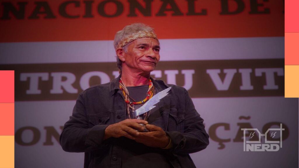 Cartaz e créditos de A Caminhada Sagrada de Tatatxi Ywareté, documentário de Marcelo Guarani, vencedor no Festival de Cinema de Vitória