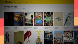 Aviso de encerramento do TV Time e grade de filmes, com data de 15 de julho