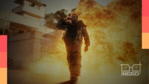 Cena de Homem em Chamas, série da Netflix com clima de suspense, ambientada no Rio de Janeiro