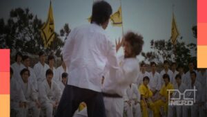 Ilustração com heróis de artes marciais em lutas de filmes e séries, estilo pôster do ranking ThunderWave