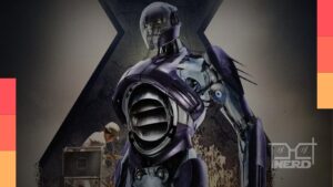 Visual completo das Sentinelas exibido durante a SDCC ao lado de Victor von Doom em Vingadores: Doutor Destino
