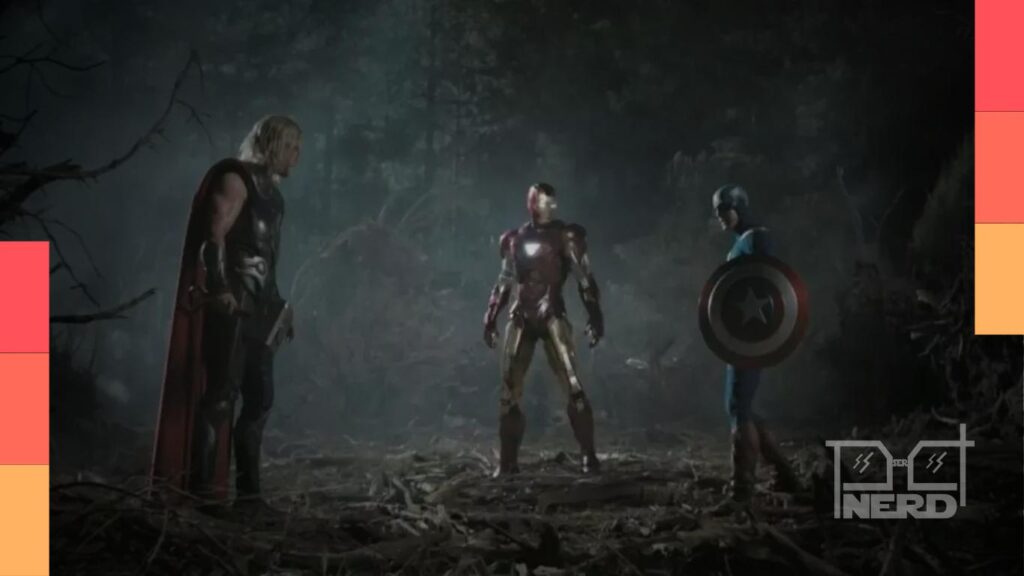 Robert Downey Jr, Chris Evans e Chris Hemsworth em mensagem promocional de Vingadores: Doutor Destino