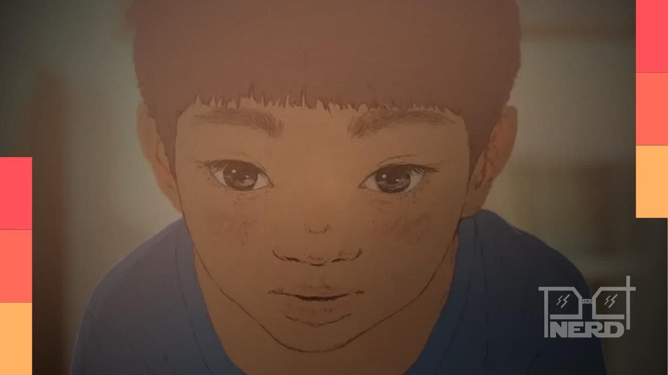 Pôster e cena do filme em anime We Are Aliens (Wareware wa Uchuujin) com referência ao trailer oficial