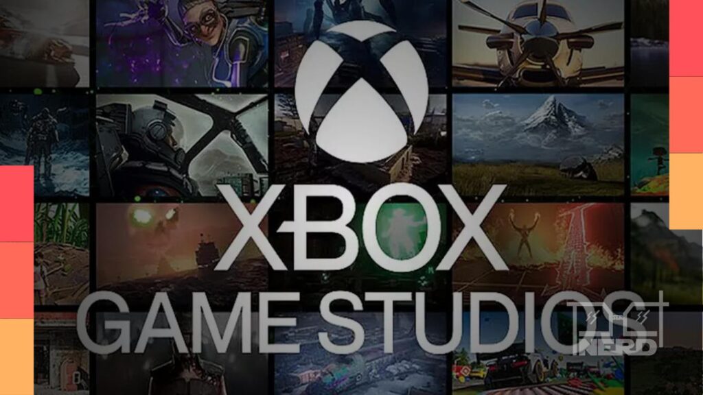 Ilustração com logotipo do Xbox e ícones representando estúdios e jogos em reestruturação