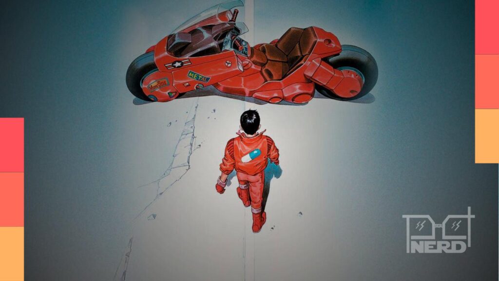 Cartaz do anime Akira com temática cyberpunk e relançamento remasterizado em 4K