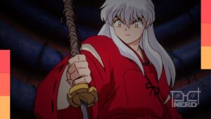 Ilustração de Inuyasha em destaque e elementos de animes clássicos, mostrando por que o pacing e o humor podem envelhecer diferente
