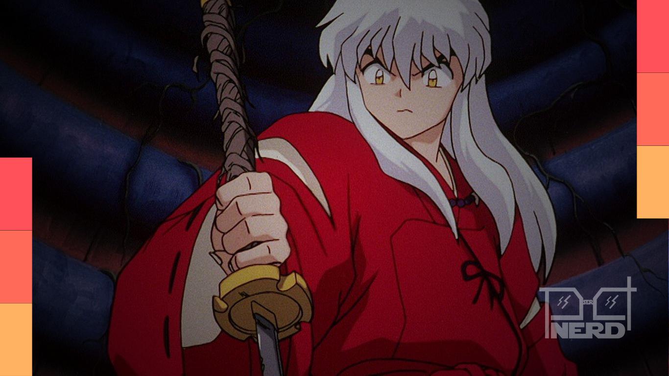 Ilustração de Inuyasha em destaque e elementos de animes clássicos, mostrando por que o pacing e o humor podem envelhecer diferente