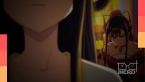 Ilustração do anime Though I Am an Inept Villainess com a protagonista trocando de corpo e entrando na intriga do palácio