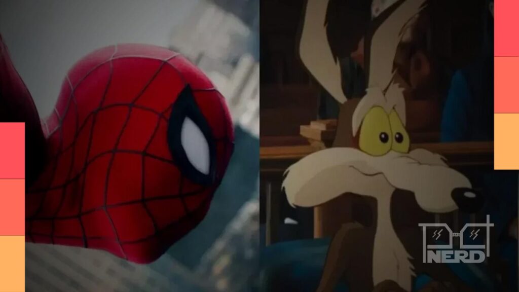 Homem-Aranha em destaque na bilheteria com Coyote vs Acme ao fundo