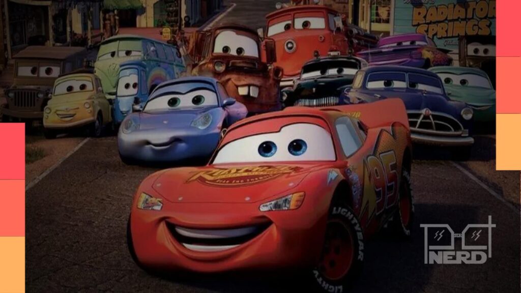 Pôster de Carros comemorando 20 anos, com o Relâmpago McQueen