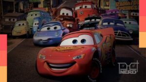 Pôster de Carros comemorando 20 anos, com o Relâmpago McQueen