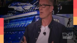 Pete Docter, chefe criativo da Pixar, comentando sobre uso de IA no futuro das animações durante painel na D23