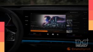 Imagem ilustrativa de carro conectado com acesso à Crunchyroll