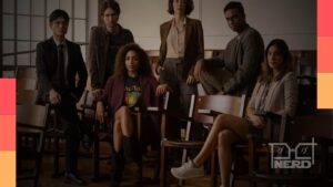 Marjorie Estiano em cena de Habeas Corpus, série jurídica da Netflix Brasil, com pôster e imagens promocionais