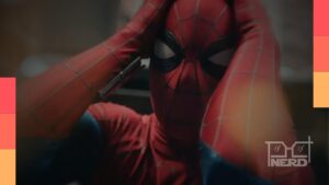 Concept art do livro de arte de Homem-Aranha: Um Novo Dia com distorções em edifícios, táxis e escada de incêndio que lembram falhas de IA