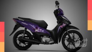 Honda Biz 125 EX Kuromi com visual roxo e gráficos exclusivos inspirados em personagem geek