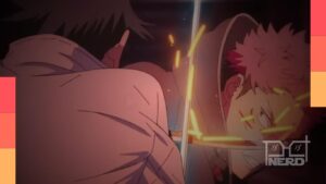 Pôster teaser de Jujutsu Kaisen com Sukuna estendendo a mão e frase de provocação sobre o Culling Game Part 2