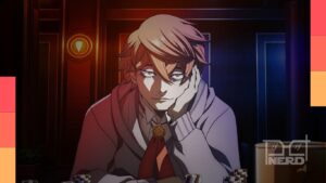 Visual promocional do anime Junket Bank com tema de apostas e dinheiro